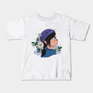 Ukrainian strong girl with flowers Kids T-Shirt